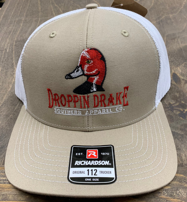 Droppin Drake Redhead Duck Hat Khaki/White