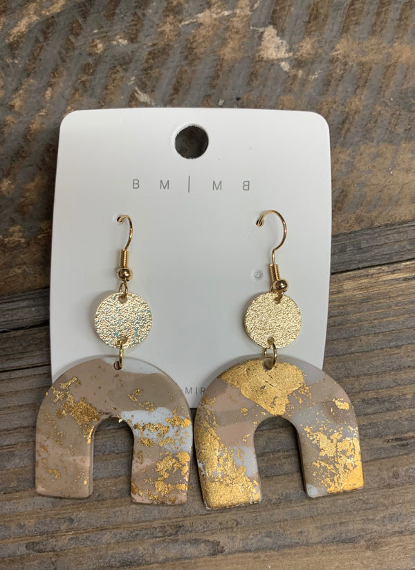 Gold Foil Naturals Clay Earrings
