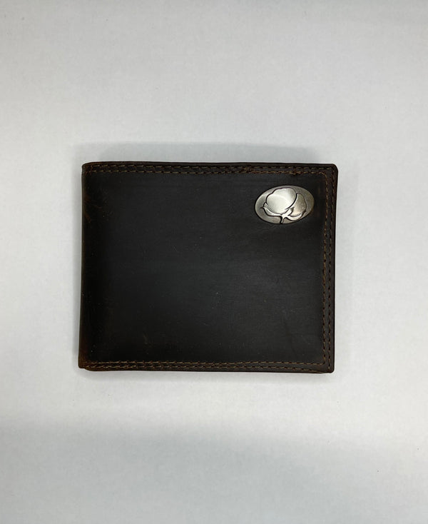 Crazy Horse Leather Bi-fold Wallet Cotton Boll
