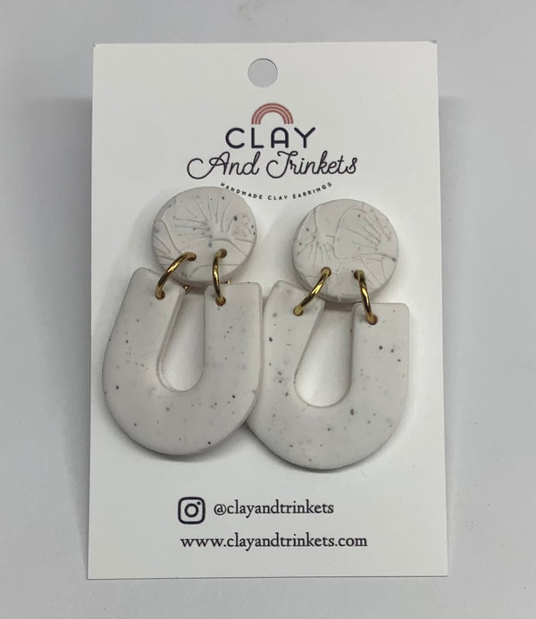 Clay White Loop Post Earrings