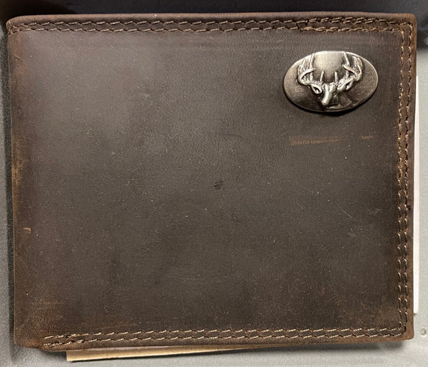 Crazy Horse Leather Bi-fold Wallet Buck