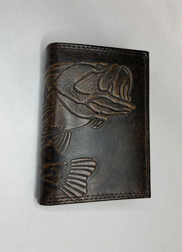 Burnished Leather Trifold Wallet Georgia UGA