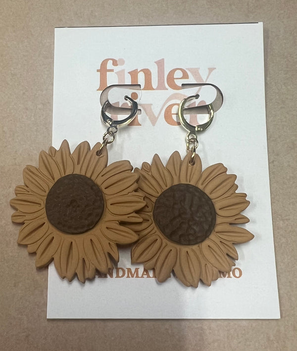 Finley River Clay Sunflower Earrings