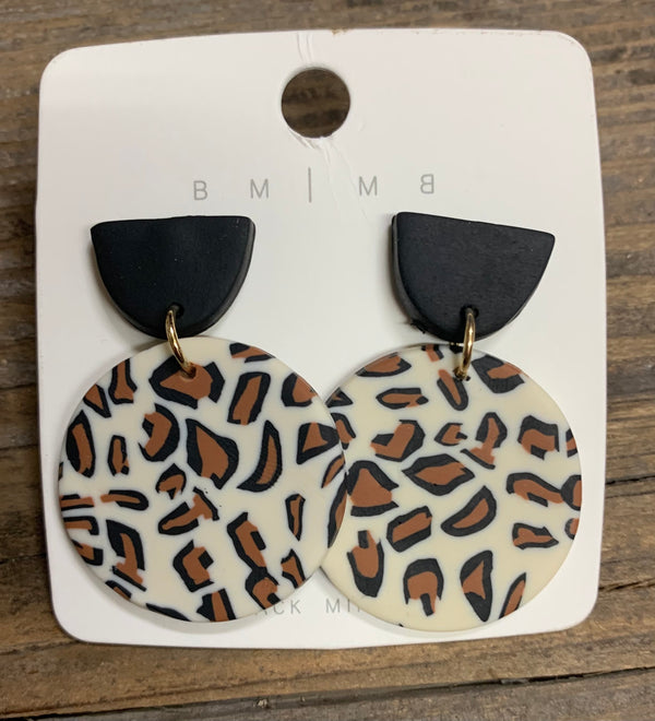 Round Clay Leopard Earrings