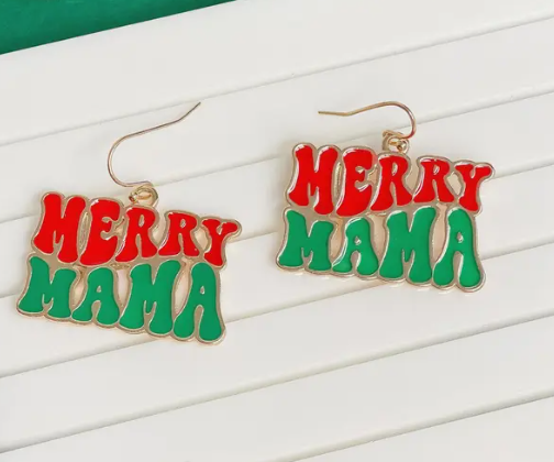 Merry Mama Christmas Earrings