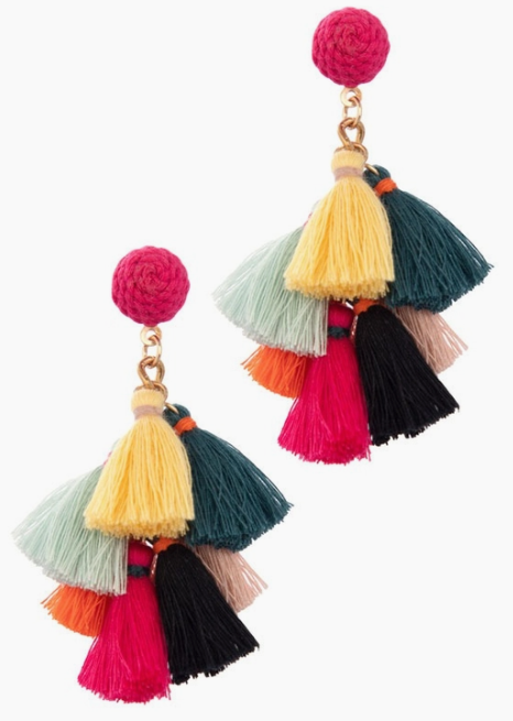Laura Janelle Multi Color Tassel Earrings