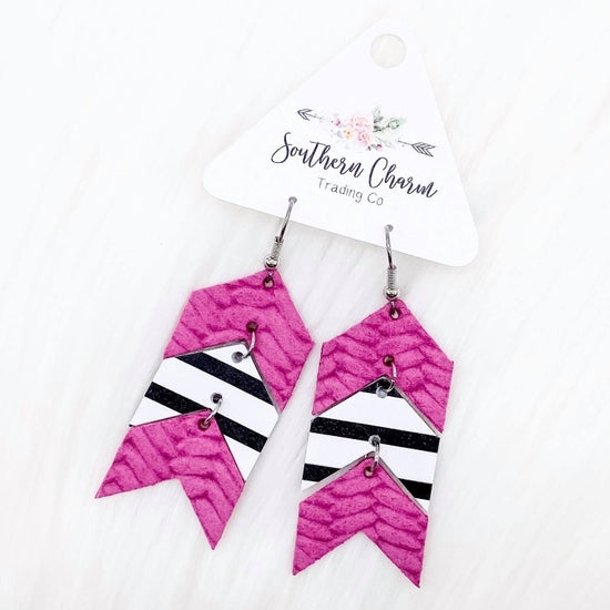 Southern Charm Pink & Black & White Arrows Earrings