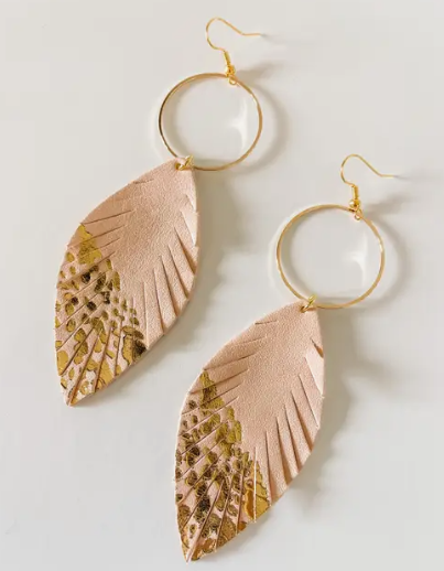 The Amelia Beige Gold Leopard Dangle Earring | Southern Grace Farms
