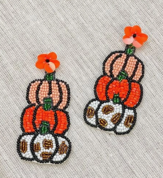 Pumpkin Beaded Dangle Earrings