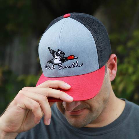 Old South Redhead Trucker Mesh Hat Red Black Gray