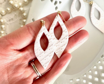 Scalloped Eyelet Clay Earrings | Southern Grace Farms