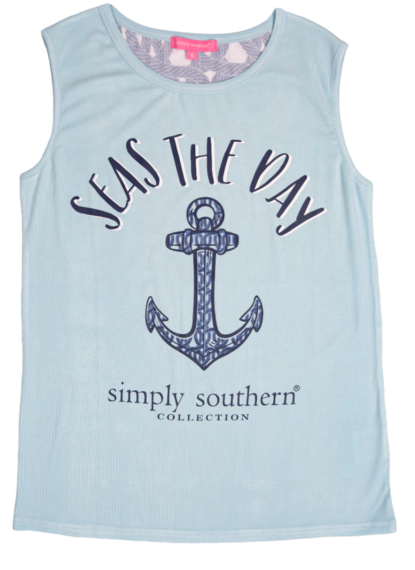 Simply Southern Tank Top Seas the Day Rope