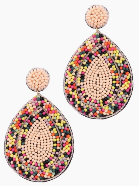 Laura Janelle Seed Beaded Teardrop Earrings | Southern Grace Farms