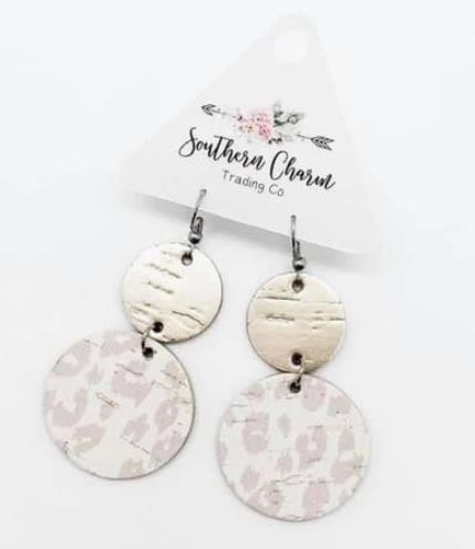 Southern Charm Snow Leopard Circle Earrings