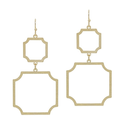 Matte Gold or Silver Square Geometric Earrings