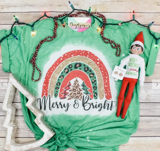 Bleached Merry & Bright Christmas T Shirt