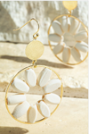 Wooden Flower Design Dangle Earrings